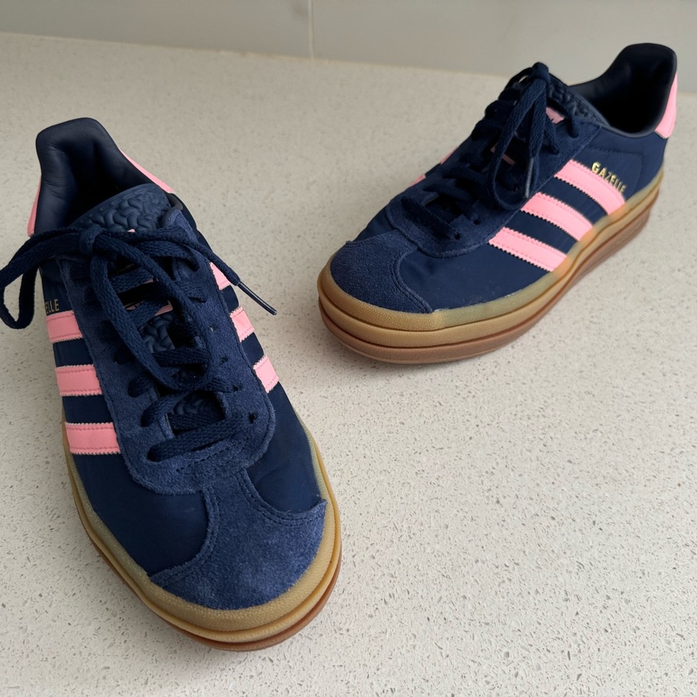 Adidas Gazelle Bold Platform Sneakers US Size 6 Dark Blue/Pink - Picture 6 of 8